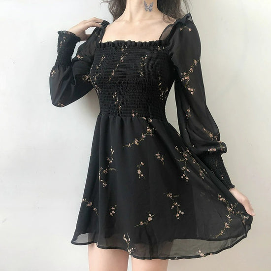 Puff Sleeve Chiffon Dress | BoutiquElegance