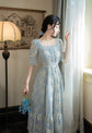 Vintage French Elegant Lace Embroidery Dress