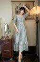 Vintage French Elegant Lace Embroidery Dress