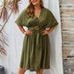 Plus Size Summer Dress Full Sleeve V Neck