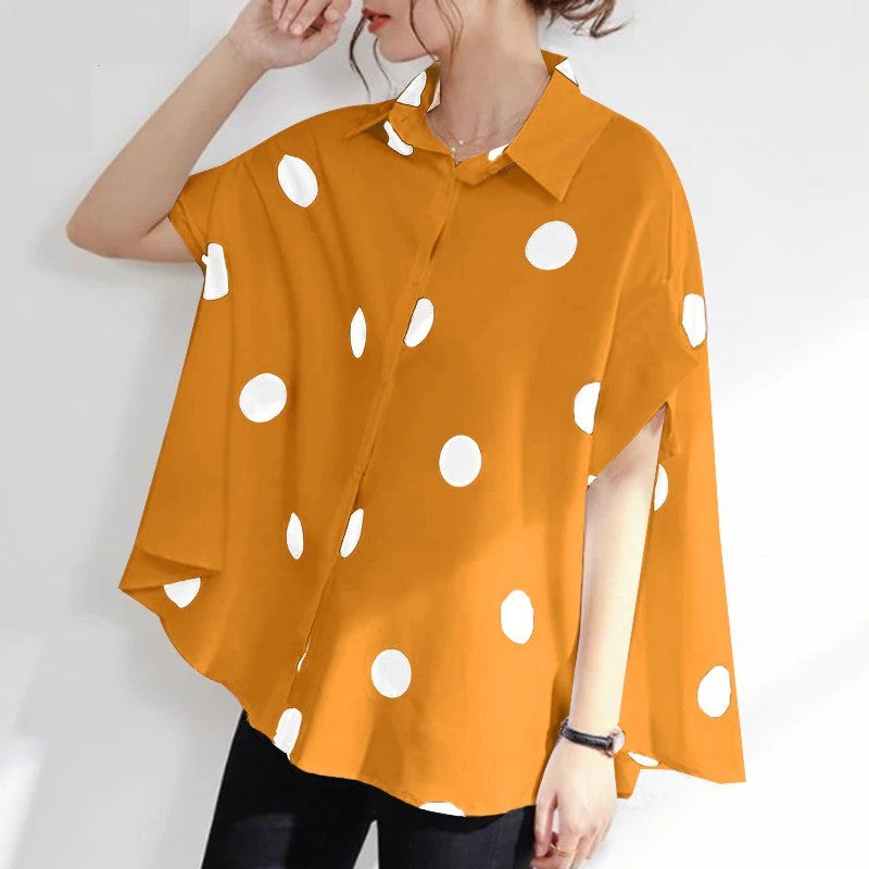 Polka Dot Short Sleeve Blouse | BoutiquElegance