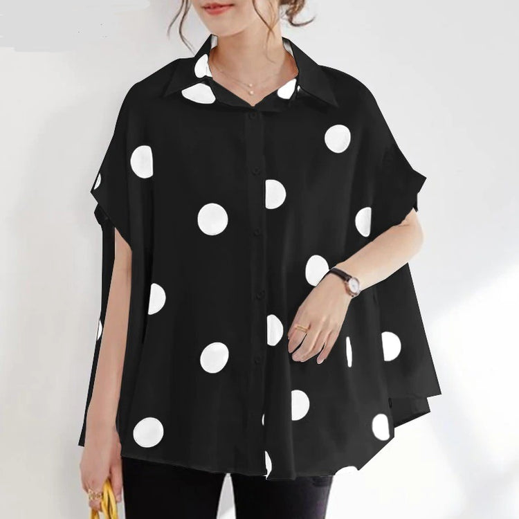 Polka Dot Short Sleeve Blouse | BoutiquElegance