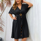 Plus Size Summer Dress Full Sleeve V Neck