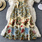 WOMEN SLEEVELESS SPARKLE FLOWER EMBROIDERY DRESS