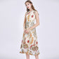 WOMEN SLEEVELESS SPARKLE FLOWER EMBROIDERY DRESS